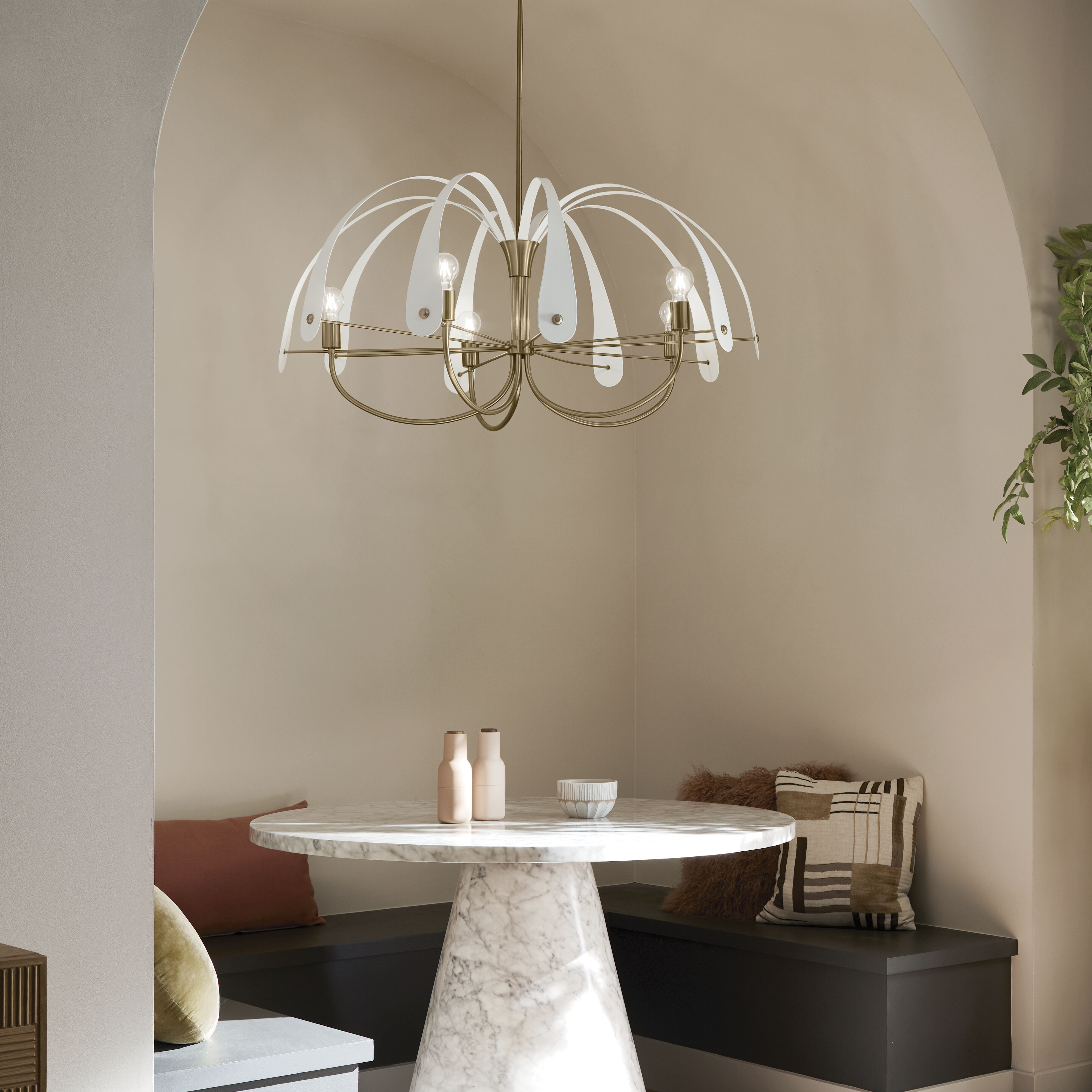 Petal LED 42.5 inch Champange Bronze with Black or White Chandelier Ceiling Light